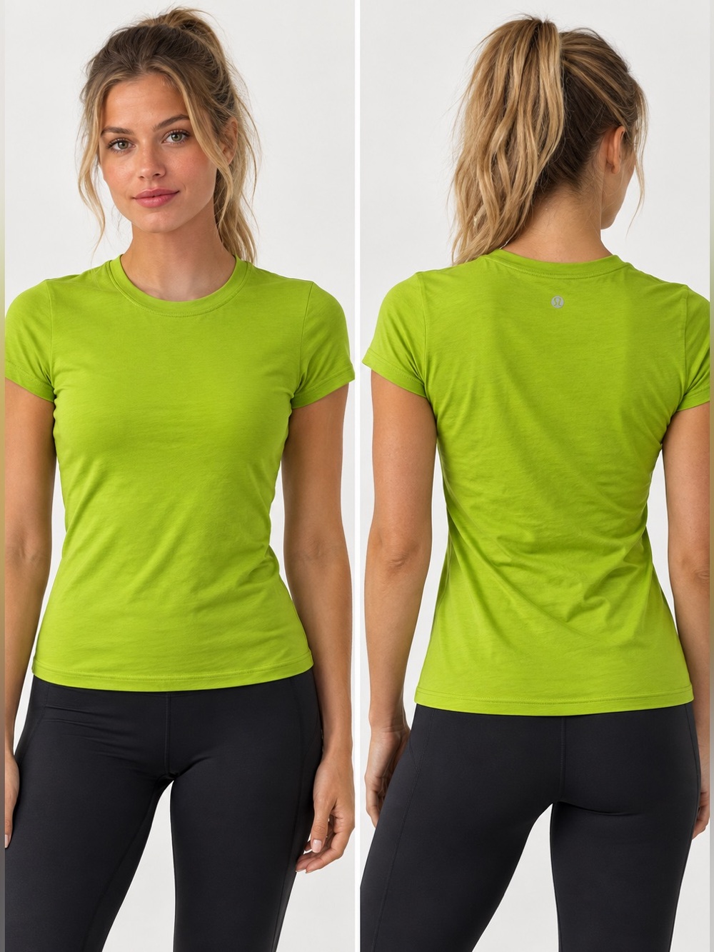 Lululemon 6 Lively Crewneck Tee *Vitasea Lime Green Cotton EUC